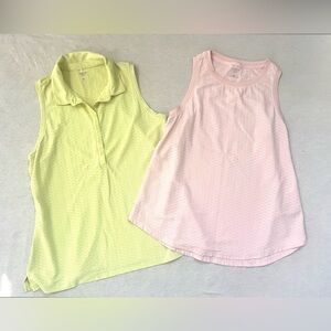 2 CALIA Light Pink and Light Yellow Summertime Athletic Tank Tops